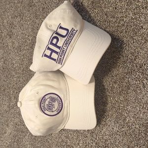 HPU White Baseball Cap (2) with Purple Emblem, Brand New